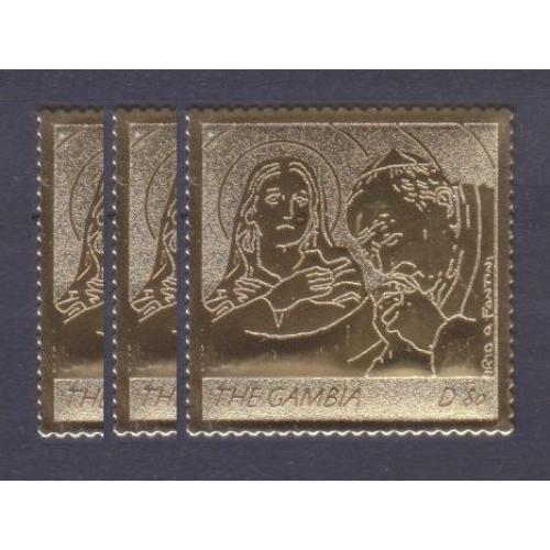 2005 Gambia 5574 gold x3 Pope John Paul II with Virgin Mary 27,00 €