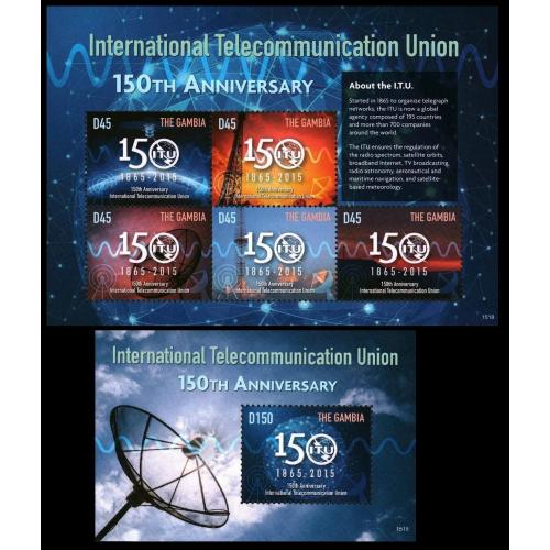 2015 Гамбия 7143-7147KL+B930 150 лет телекоммуникаций МСЭ 20,00 €