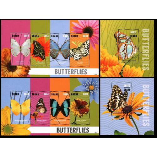 2015 Гана 4610-4613KL-4614-4617KL+B569-570 Бабочки 42,00 €