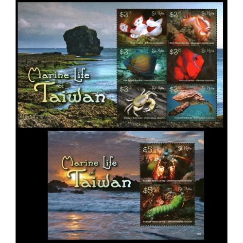 2015 Сент-Китс 1468-1473KL+1474-1475/B151 Морская фауна 26,00 €