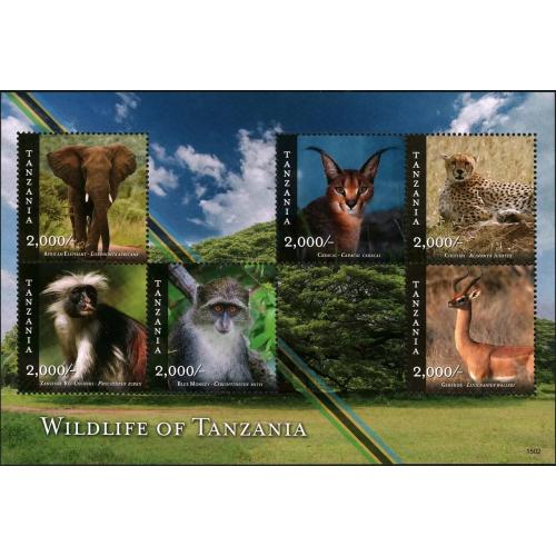 2015 Танзания 5198-5203KL Фауна - Кошки,Обезьяны,Слоны 18,00 €
