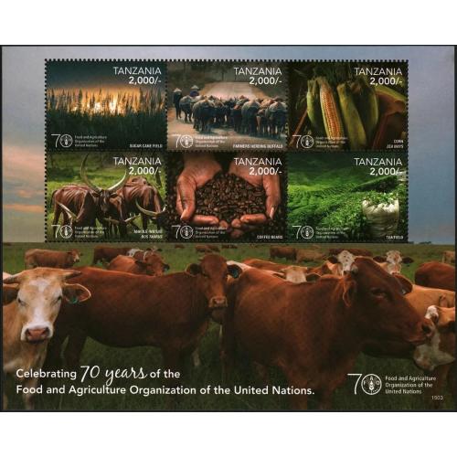 2015 Танзания 5212-5217KL Фауна, Аграрии - 70 лет ООН 18,00 €
