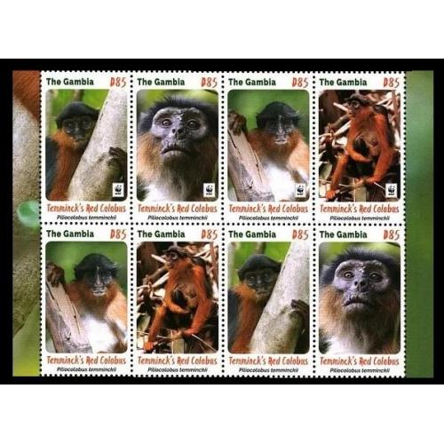 2016 Гамбия 7331-7334+7331II-7334IISB WWF - Обезьяны 32,00 €