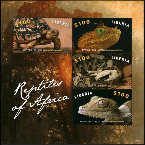 2016 Либерия 6882-6885KL Рептилии в Африке 12,00 €