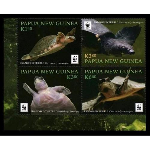 2016 Папуа-Новая Гвинея 2167-2170VB WWF, Черепахи с мордой, похожим на свиной нос 11,00€