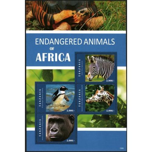 2016 Танзания 5225-5228KL Фауна, Черепаха, Обезьяны, Жираф, Пингвин 12,00 €