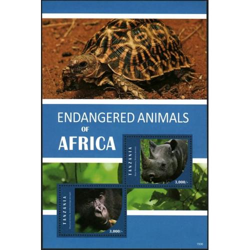 2016 Танзания 5233-5234/B689 Фауна, Черепаха, Обезьяны, Носорог 9,00 €