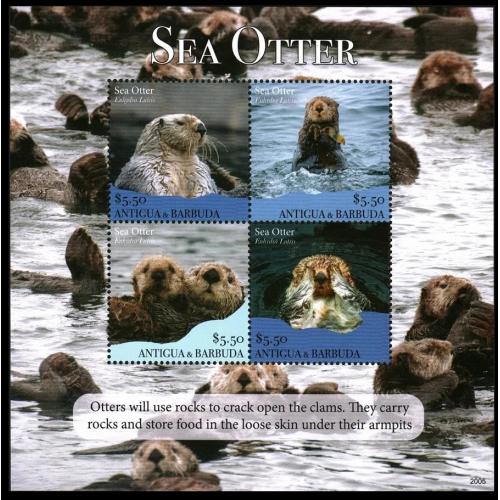 2020 Антигуа и Барбуда 5837-5840KL Морская фауна - Морская выдра 20,00 €