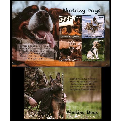 2020 Антигуа и Барбуда 5851-5854KL+B812 Собаки на службе человека 32,50 €