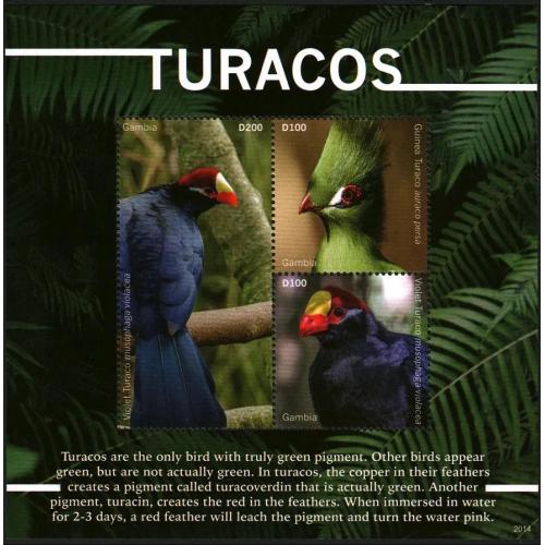 2020 Гамбия 7833-7835KL Птицы - Туракосы 20,00 €