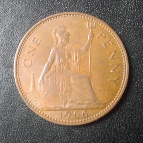 1 пенни 1966 Великобритания