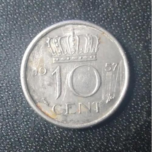 10 центов 1957 Нидерланды 