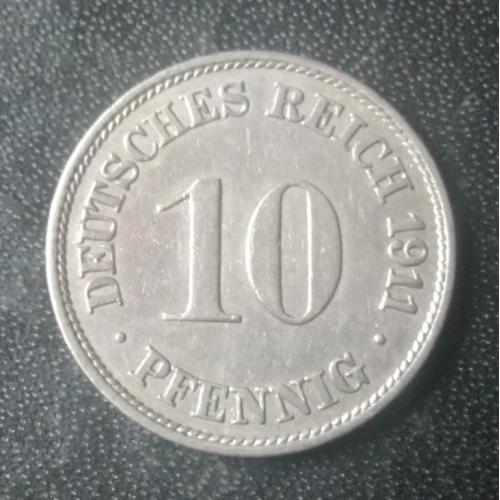 10 пфеннигов 1911 (J) Германия 