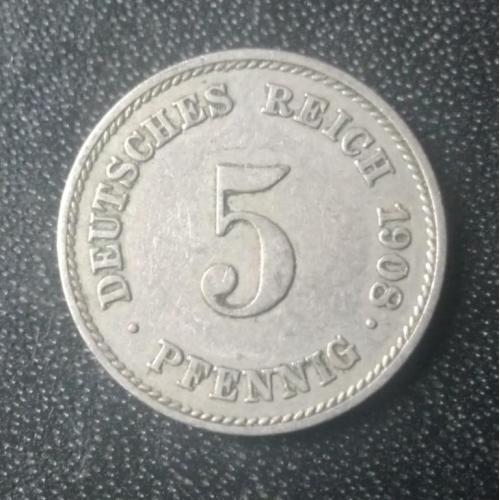 5 пфеннигов 1908 (E) Германия