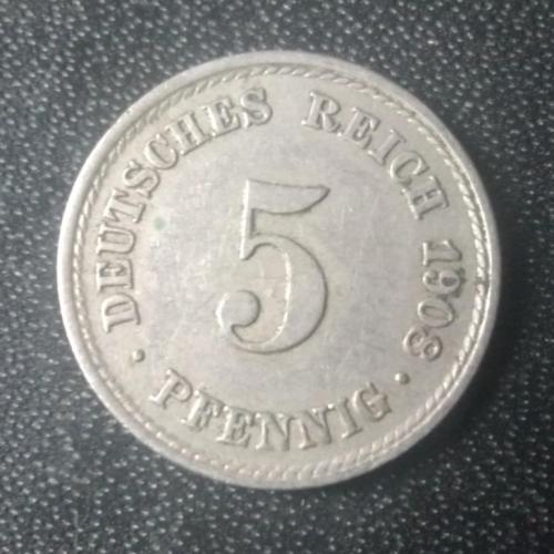 5 пфеннигов 1908 (F) Германия