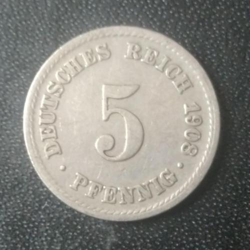 5 пфеннигов 1908 (F) Германия