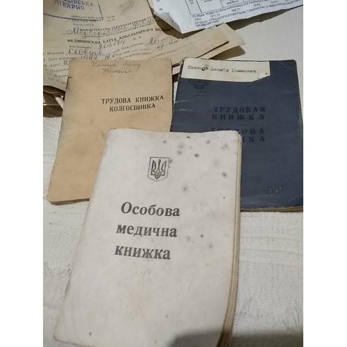 трудовая книжка, трудовая книжка колхозника, медицинская книжка, медицинская карта. все документы на