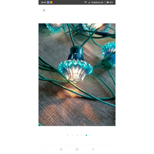 винтажная ёлочная гирлянда на 12 фонариков. Синяя .длина около или чуть чуть больше 4 метров. рабоча