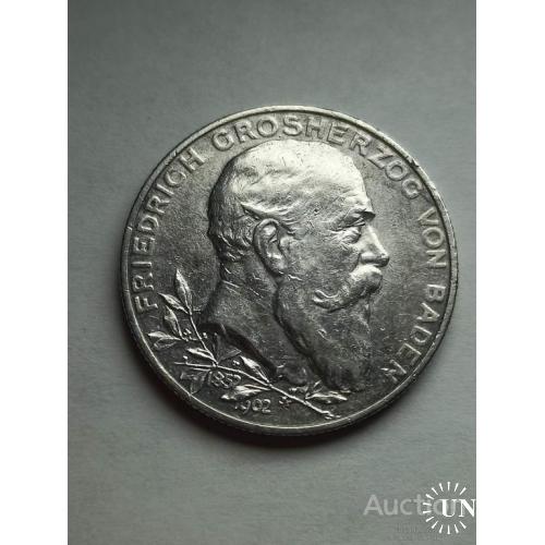 2 марки Фридрих Баден 1852 - 1902 год