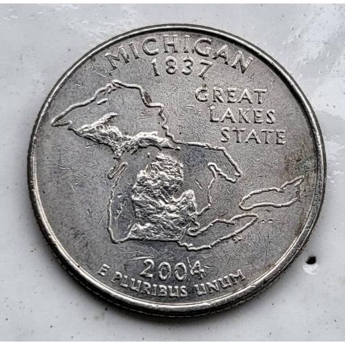 25 центов Мичиган США 2004 "Р" большое озеро
