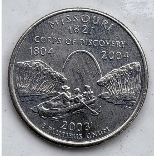 25 центов Миссури США 2003 "D" лодка река гребцы