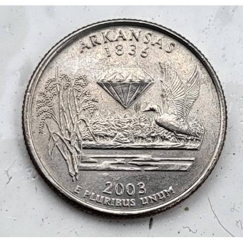 25 центов США 2003 Арканзас утка природа алмаз