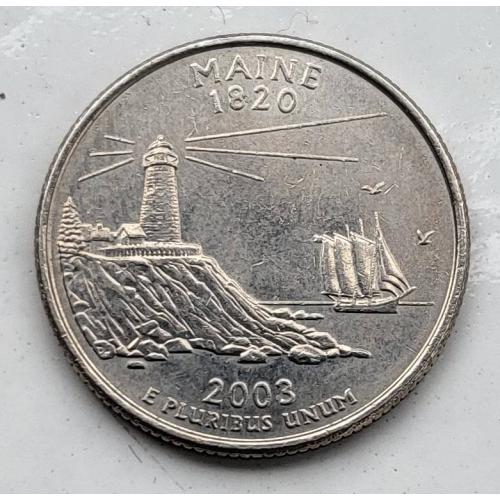 25 центов США 2003 Мэн море маяк корабль парусник чайка