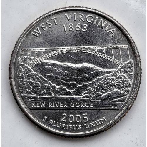 25 центов Западная Вирджиния США 2005 "Р" ущелье река мост