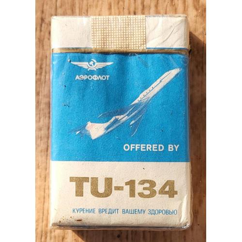 Коллекционная мягкая пачка сигарет "TU-134" Болгария. 1980-90е