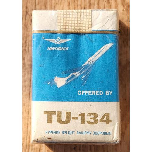 TU-134 Болгария коллекционная пачка сигарет 1980-90е сигарети цигарки тютюн.