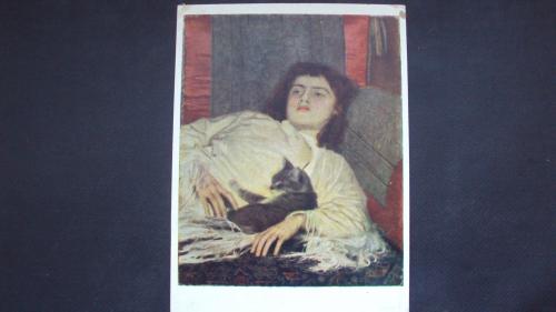 И.Крамской. Девушка с кошкой.  1956г.