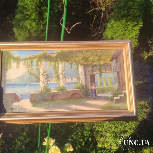 Картина старинная Италия - 51 х 29 см - масло холст