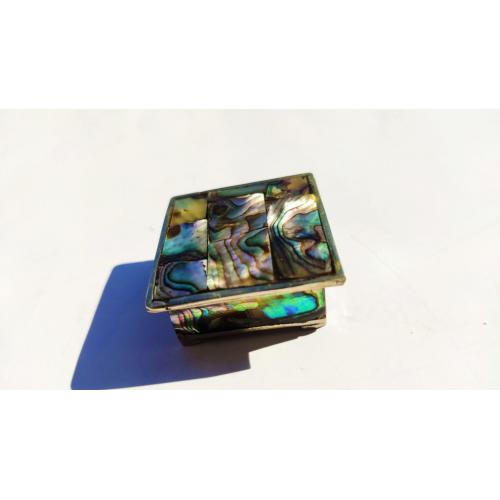 * шкатулка винтажная  1960-х МЕКСИКА - Vintage Alpaca Silver Trinket Box, Abalone