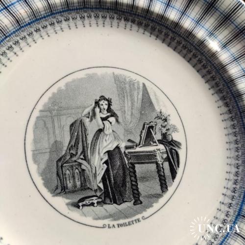 * тарелка антикварная франция - Belle Assiette  Parlante En Faience De Bordeaux Jules Vieillard № 7