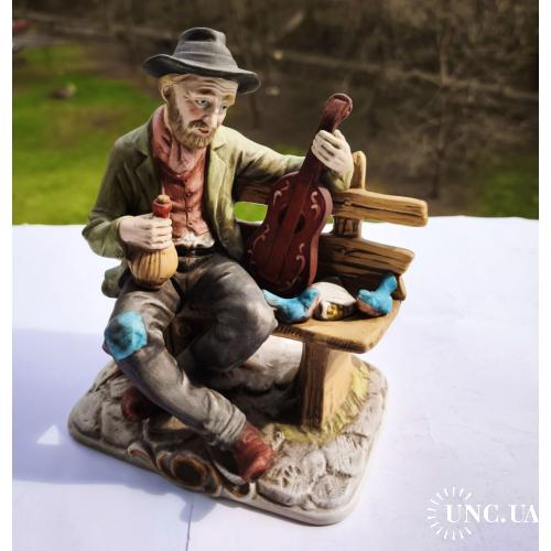 *vtg capodimonte tramp on bench wine statue porcelain