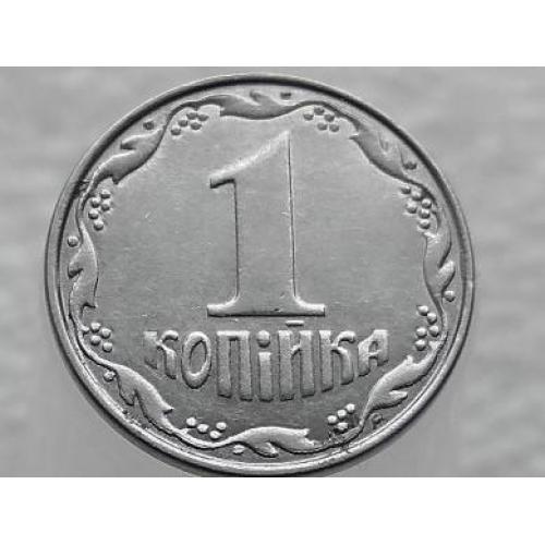 1 копейка Украина 2012 года " БРАК, выкрошка штампа реверса " (175+)