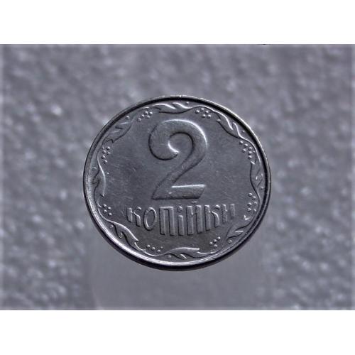 2 копейки Украина 2009 год " БРАК, след от прокатки листа, полосы по поле монеты " (422+)