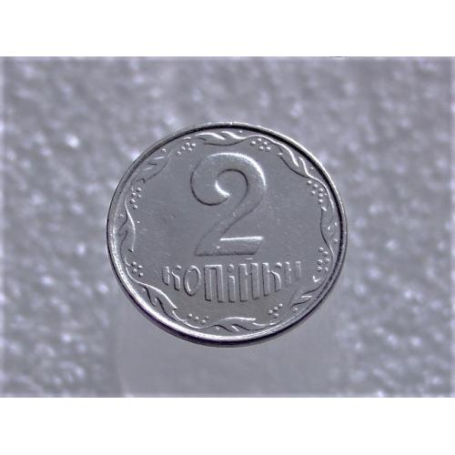  2 копійки Україна 2009 рік " БРАК, сліди від прокатки листа, полоси по всьому полі монети " (422+)