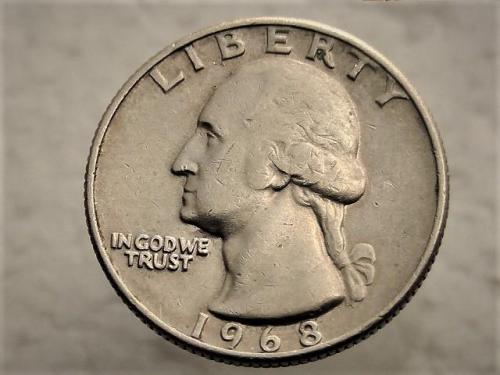  Квотер 1/4 доллара, четверть доллара (Вашингтон) США 1968 год  (174)