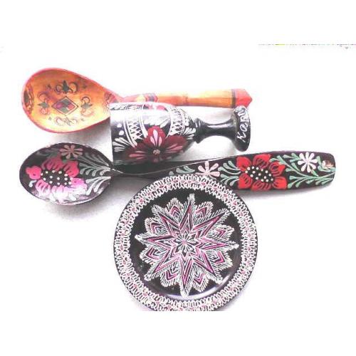  Деревяний посуд з художнім розписом, у стилі хохломи, часів СРСР