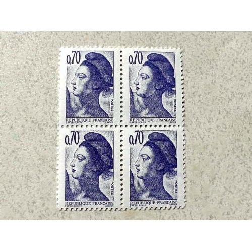  Кварт-блок поштових марок Франція " Стандарт серія «Сабіна» Маріана символ Франції " **