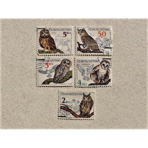  Серія поштових марок Чехословаччина " Сови " 1986 рік