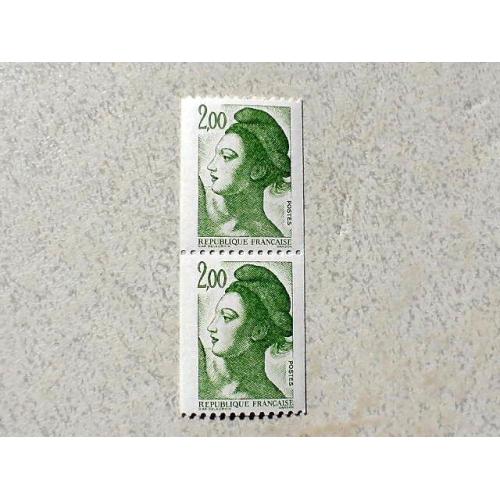 Пара (зчіпка) поштових марок Франція " Стандарт серія «Сабіна» Маріана символ Франції " ** 