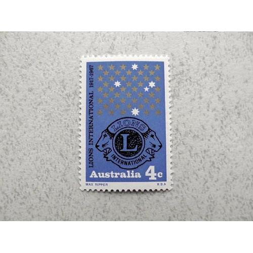 Поштова марка Австралія " 50 років Lions International " 1967 рік ** 