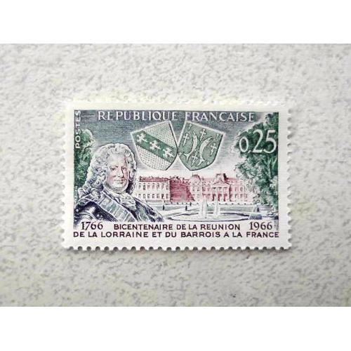  Поштова марка Франція 1966 рік **