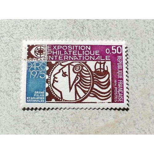  Поштова марка Франція " Міжнародна філателістична виставка в Парижі 1975 року " 1975 рік **