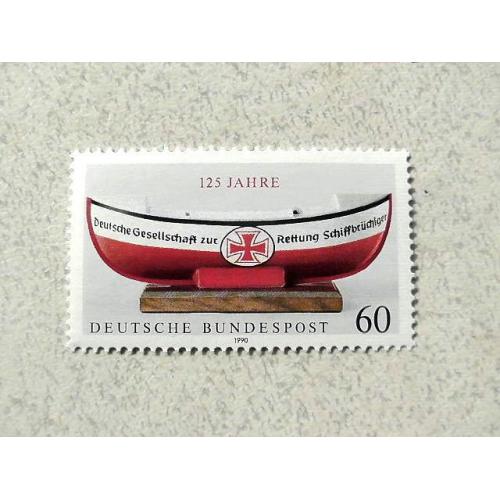 Поштова марка Німеччина ФРН " 125 років товариству спасінн потерпівших кораблекрушіння "1990 рік ** 