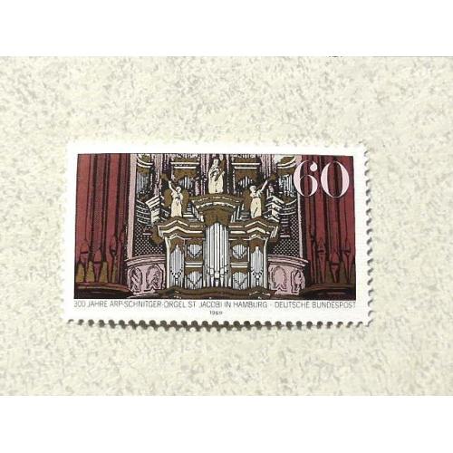 Поштова марка Німеччина ФРН " 300 років органу Арпа Шнітгера в Гамбургі " 1989 рік ** 