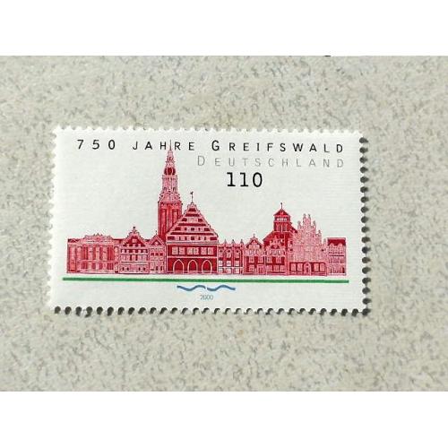  Поштова марка Німеччина ФРН " 750 років місту Грайфсвальд " 2000 рік **