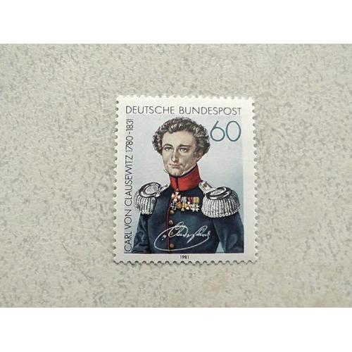 Поштова марка Німеччина ФРН " Генерал Карл Фон Клаузевіц " 1981 рік ** 